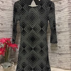 Black and silver backless party dress